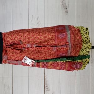 Darn Good Yarn Sari Silk Wrap Skirt Ankle XL/Plus
